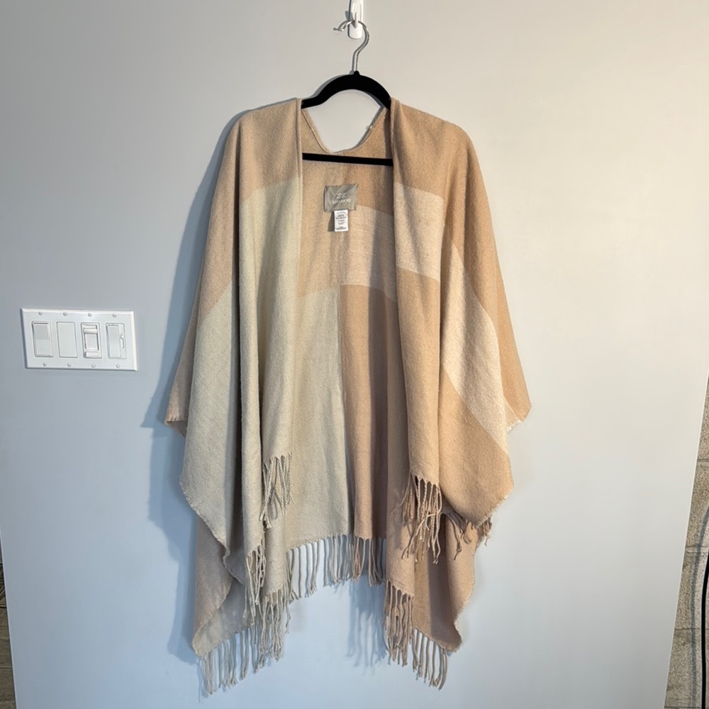 Elegant Tan and Cream Poncho